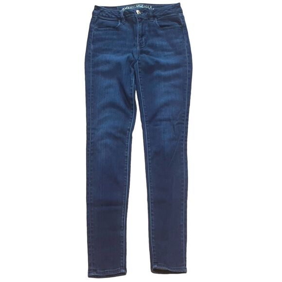 American Eagle Outfitters Dark Wash Skinny Jeans Size 2 Long - Picture 2 of 16